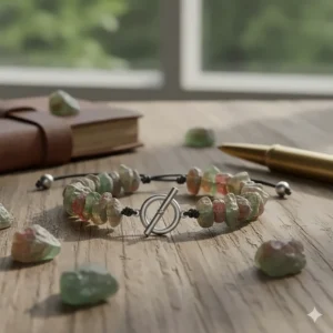 Casual style alexandrite bead bracelet with natural, raw gemstone nuggets and sterling silver clasp.