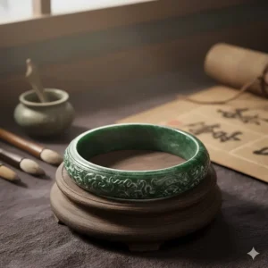 A traditional or ancient-style jade bangle bracelet, emphasizing its cultural significance and timeless beauty.