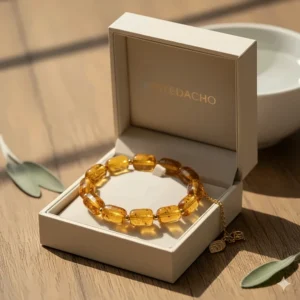 A delicate citrine bracelet for women beautifully presented in a luxurious gift box, ready to be given for birthdays or special occasions.