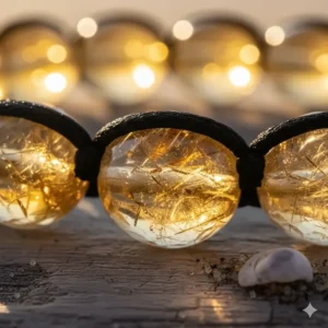 Detailed close-up view of the smooth, high-quality natural citrine crystal beads.