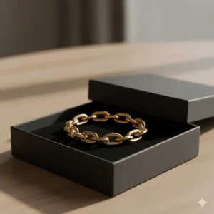 A luxury cable chain bracelet for women presented in a premium gift box.