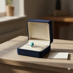 A luxury turquoise bracelet presented in a velvet jewelry gift box.