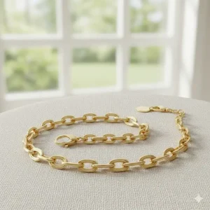 Illustration showing the intricate link pattern of a classic 14k gold cable chain bracelet for women.