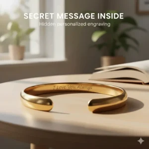 Illustration showing a secret personalized message engraved on the inner band of a bangle.