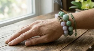 A jade bead bracelet featuring a Pi Yao charm to enhance good luck and financial abundance.