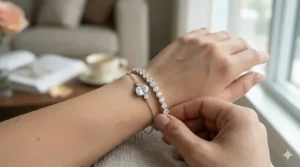 A shimmering 925 sterling silver cubic zirconia tennis bracelet for a timeless, elegant look.