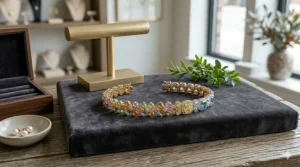 Close-up macro shot of a multi-color fancy diamond bracelet highlighting the natural saturation of the gems.