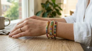 Comparison of three rainbow tennis bracelets in silver, yellow gold, and rose gold settings with multi-color stones.