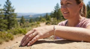 Woman enjoying outdoor activities while wearing a durable tarnish-resistant silver bracelet for daily wear