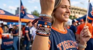 Elastic sports team fan bracelets in bold team colors perfect for everyday game day wear