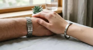 Sleek medical grade titanium bracelet safe for men and women with severe metal allergies