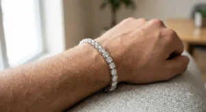 Men's 5mm cubic zirconia tennis bracelet crafted in white gold tone.