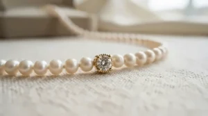 An akoya pearl bracelet enhanced with a sparkling diamond accent stone