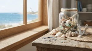 Educational display illustrating the origin difference in a cultured pearl bracelet vs natural pearl bracelet.