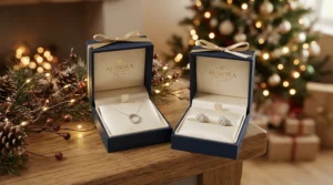 Gift-giving decision helper showcasing a freshwater pearl bracelet vs akoya pearl bracelet in boxes.