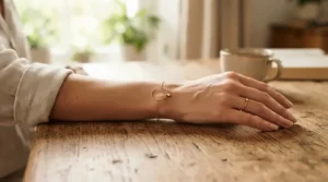 Fashion editorial styling guide showing a freshwater pearl bracelet vs akoya pearl bracelet on a wrist.