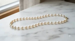 Minimalist freshwater pearl bracelet for wedding with a delicate gold clasp