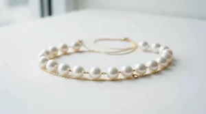Lustrous white pearls set in yellow gold, highlighting a premium south sea pearl bracelet for anniversary gift.
