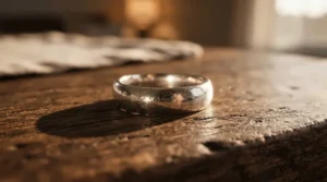 Detailed shot of a Swarovski crystal bracelet for weddings catching the evening reception light.