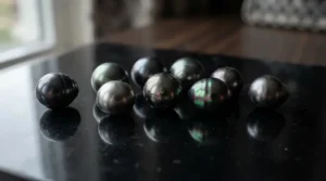 Highlighting unique pearl color variations in a luxury tahitian pearl bracelet for evening wear.